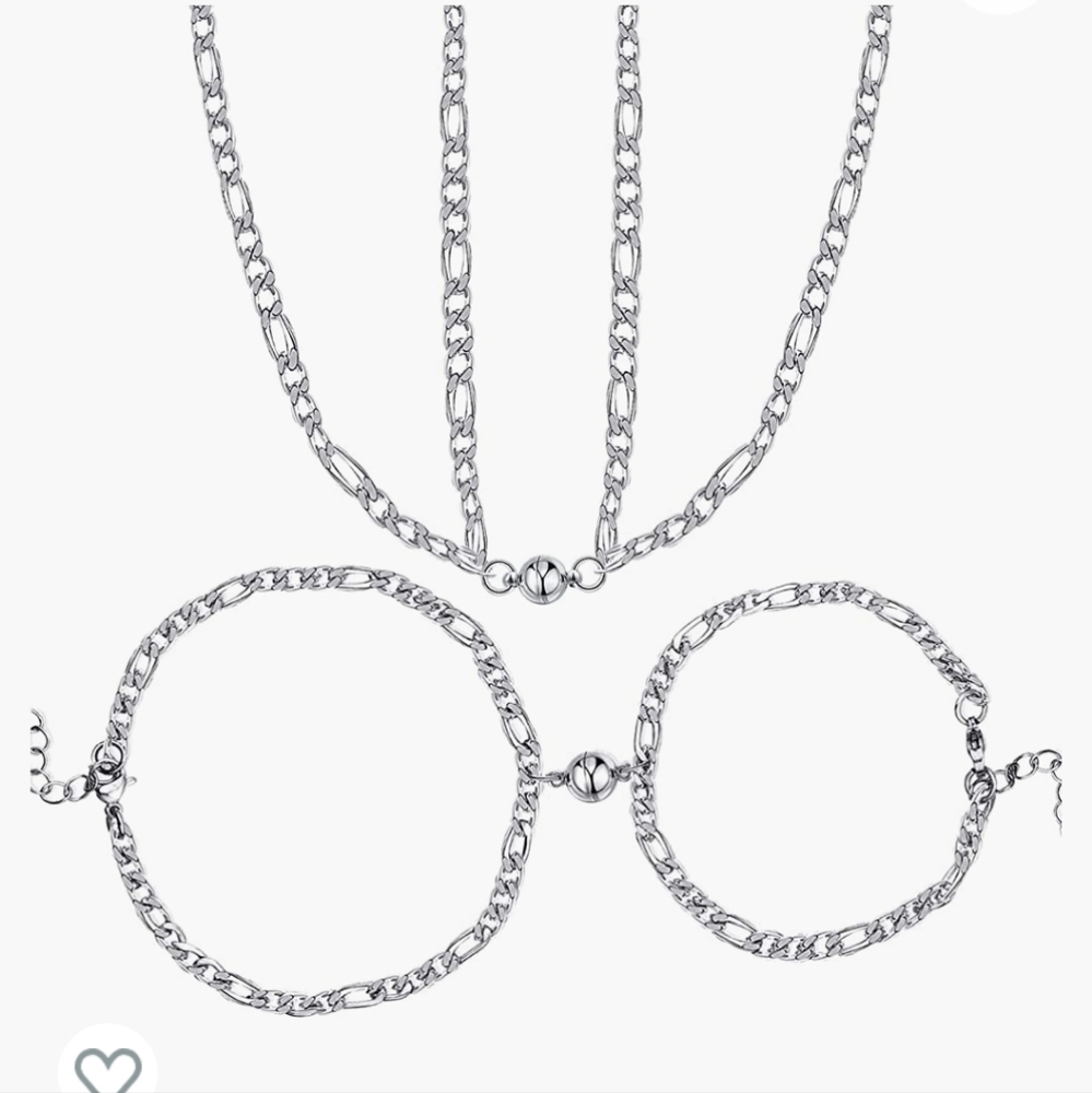 Stainless steel couples magnetic bracket and necklace set